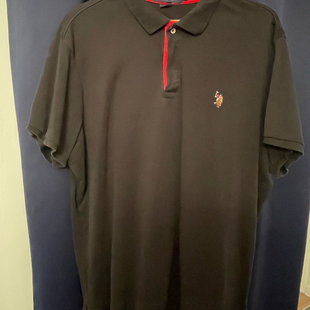 U.S. Polo Assn. Black Polo Shirt with Red Accents